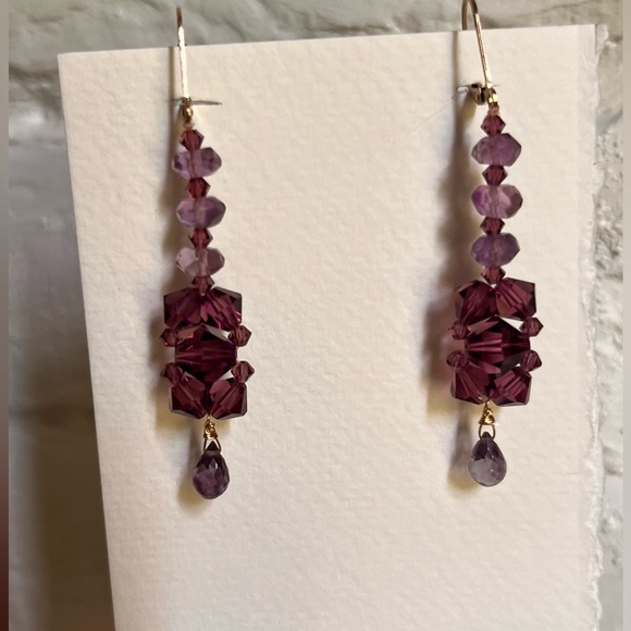❤️SOLD❤️ArtDeco inspired Natural Amethyst, Alexandrite, Amethyst Swarovski - Picture 5 of 6